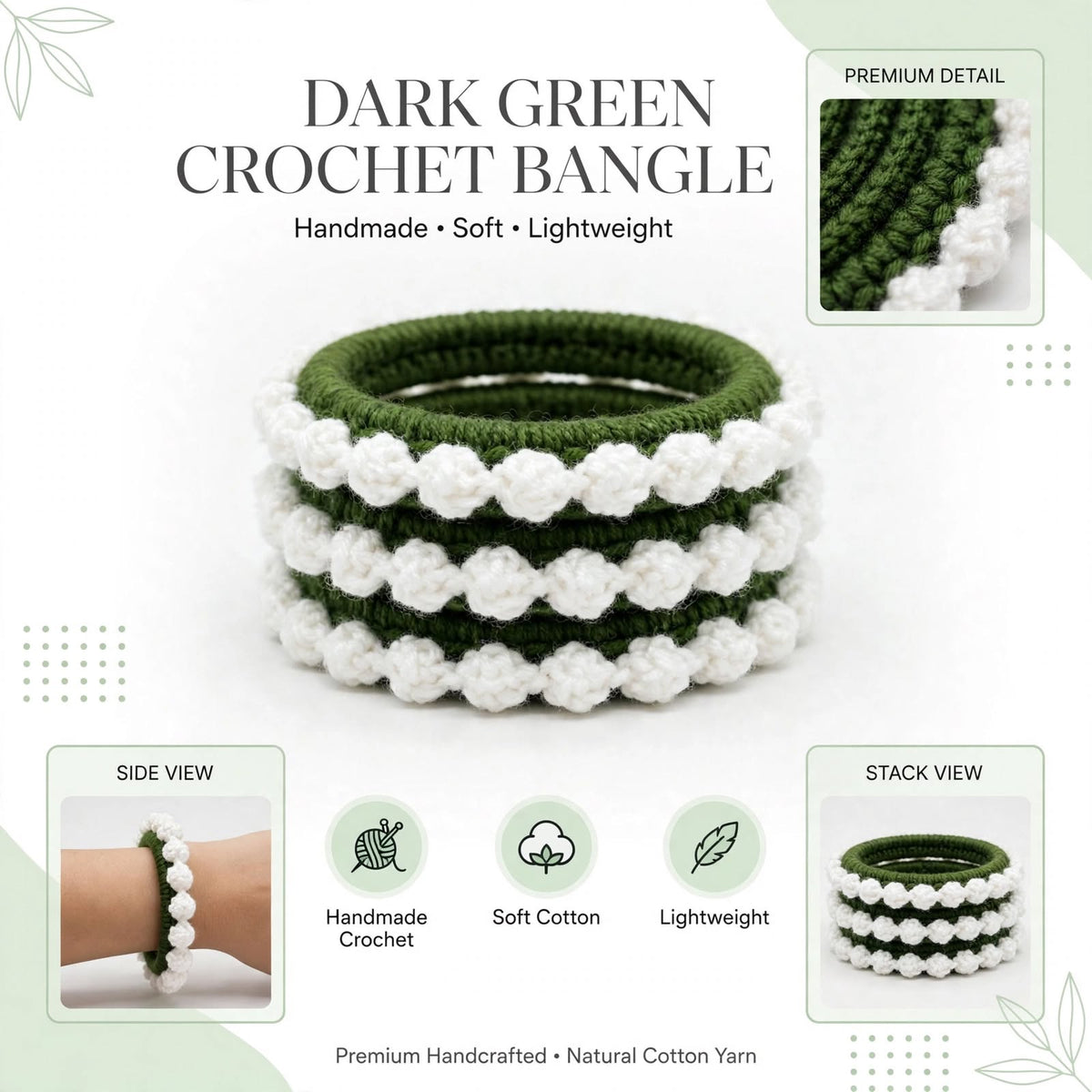 white&Green floral bangles set