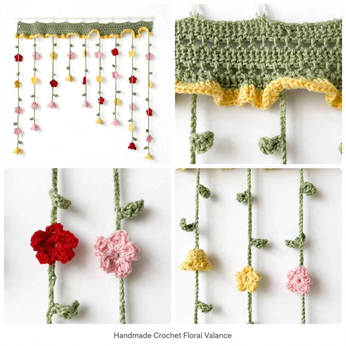 Handmade Crochet Floral Door & Window Curtain – Beautiful Flower Crochet Home Decor