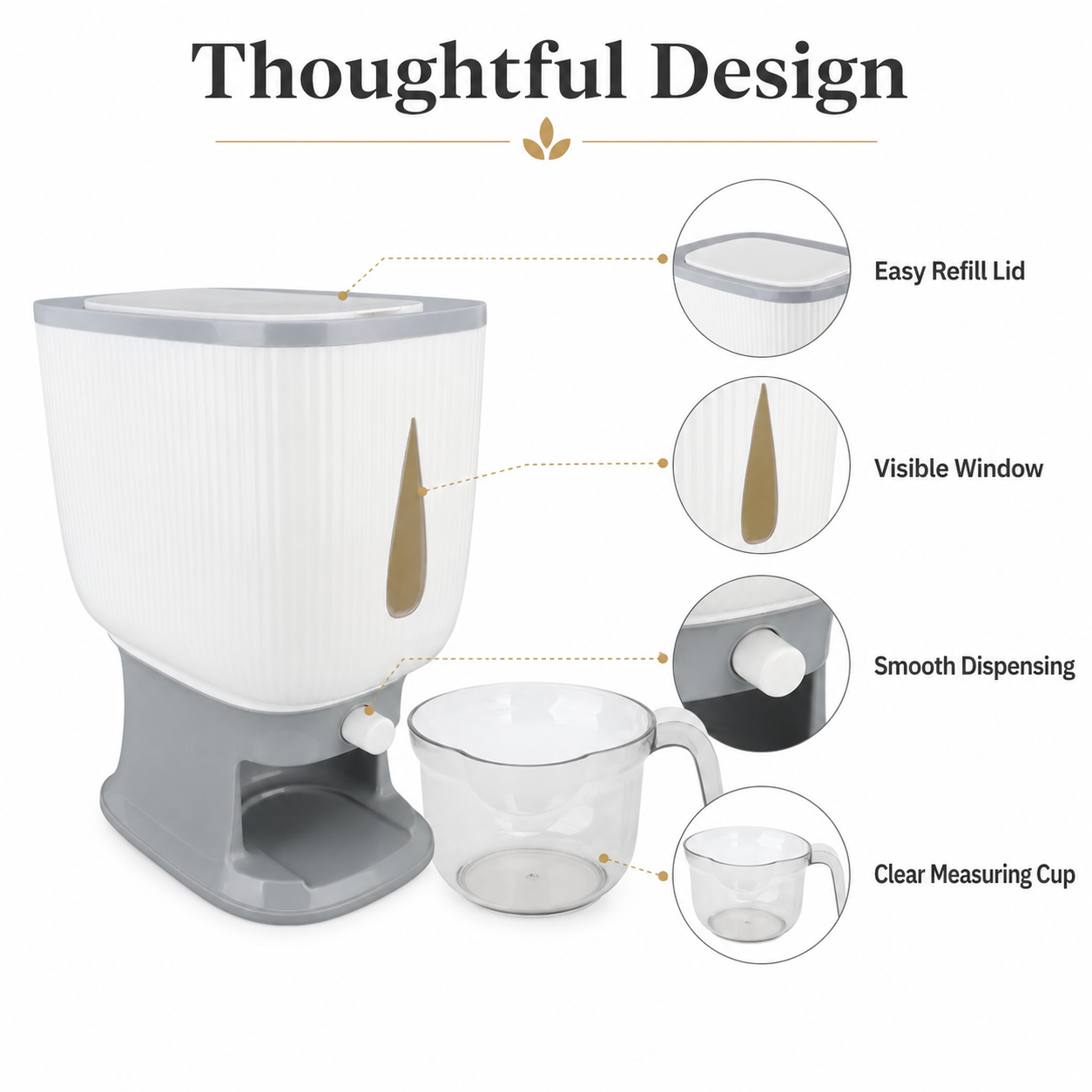 10 KG Automatic Rice & Grain Dispenser with Measuring Cup