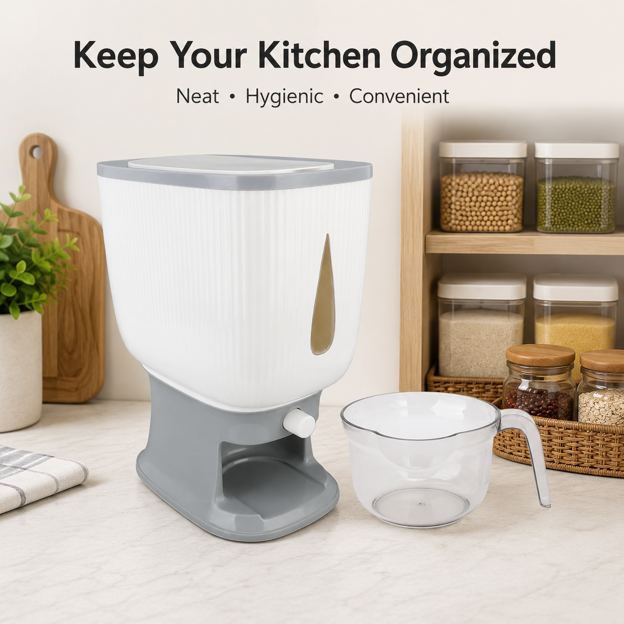 10 KG Automatic Rice & Grain Dispenser with Measuring Cup