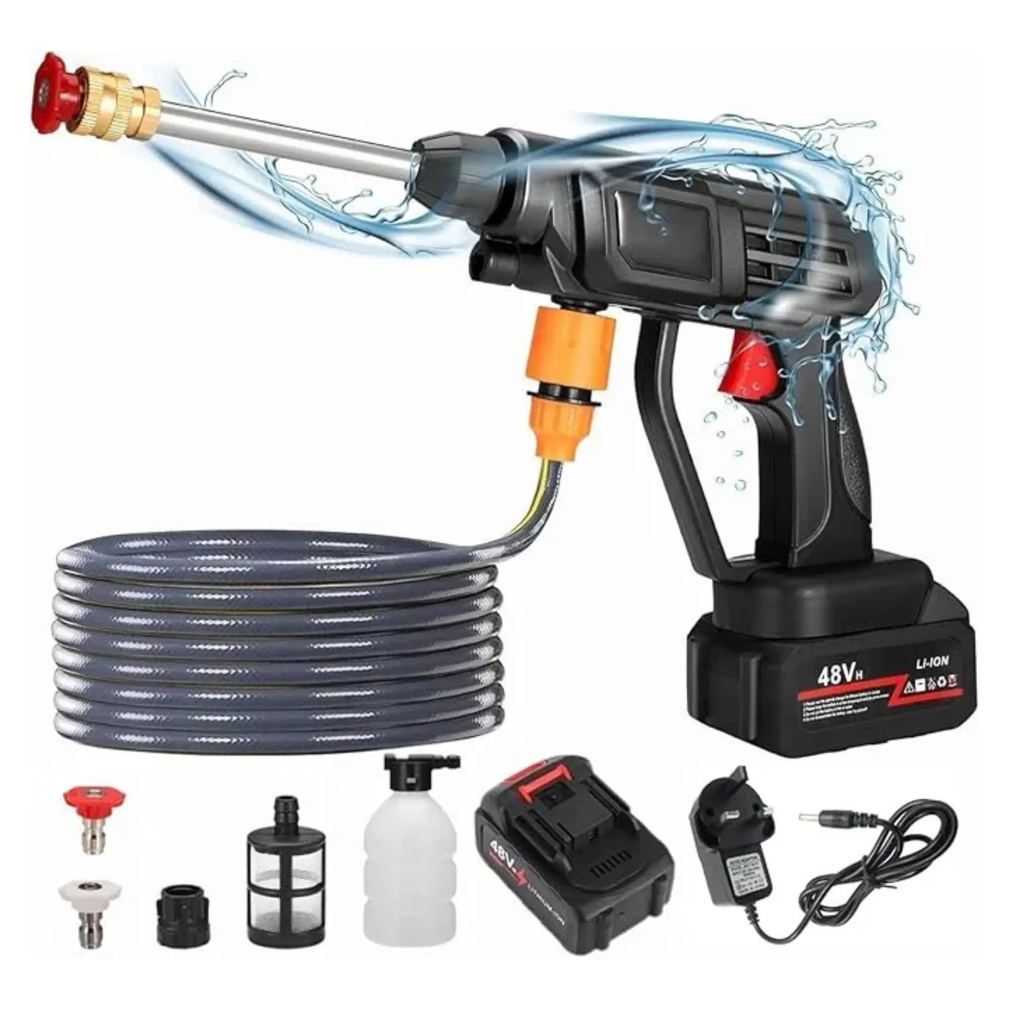 Rechargeable High Pressure Washer Gun Cordless for Car, Solar, Bikes & more