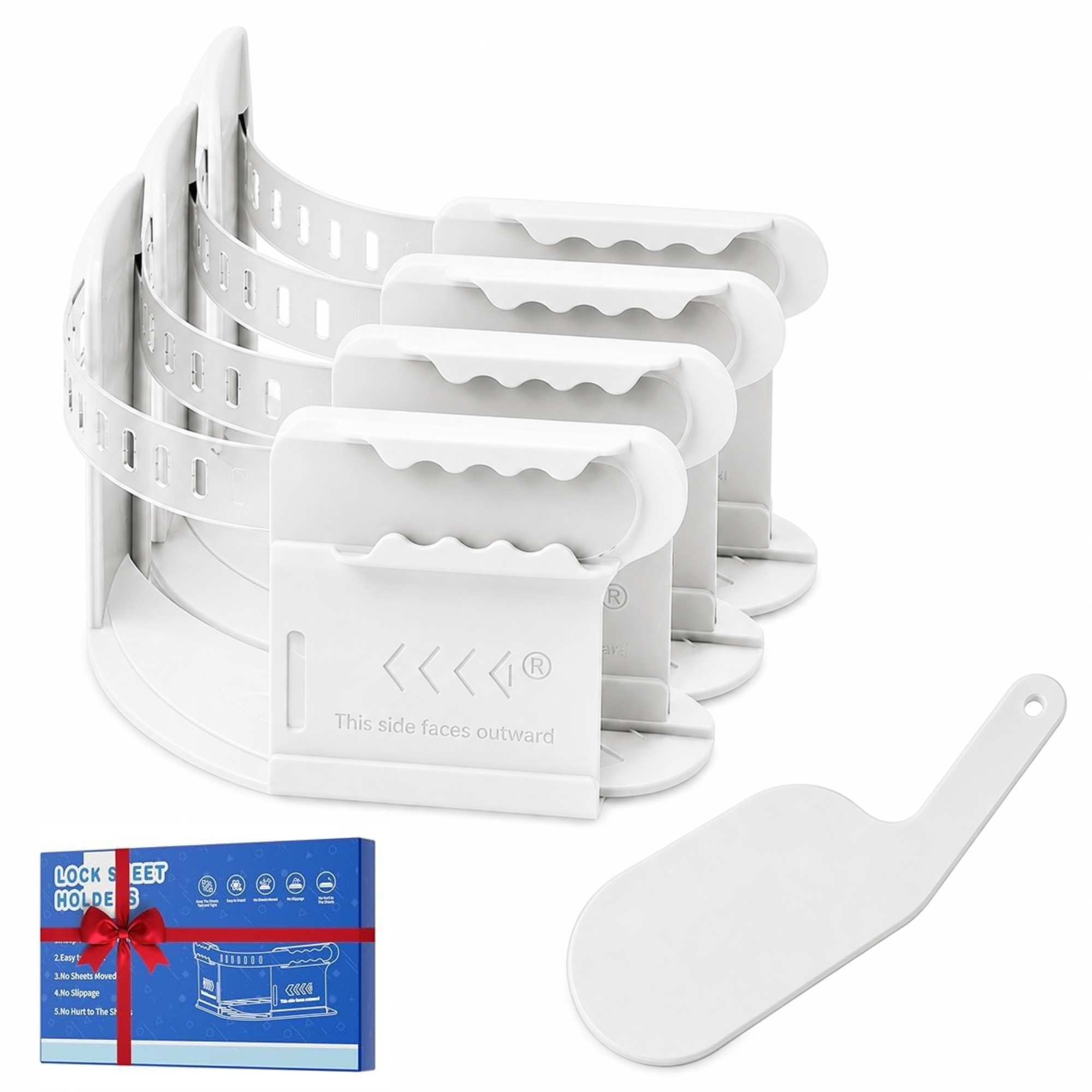 Premium Bed Sheet Holder Lock Set (4PCS) with Tucker Tool