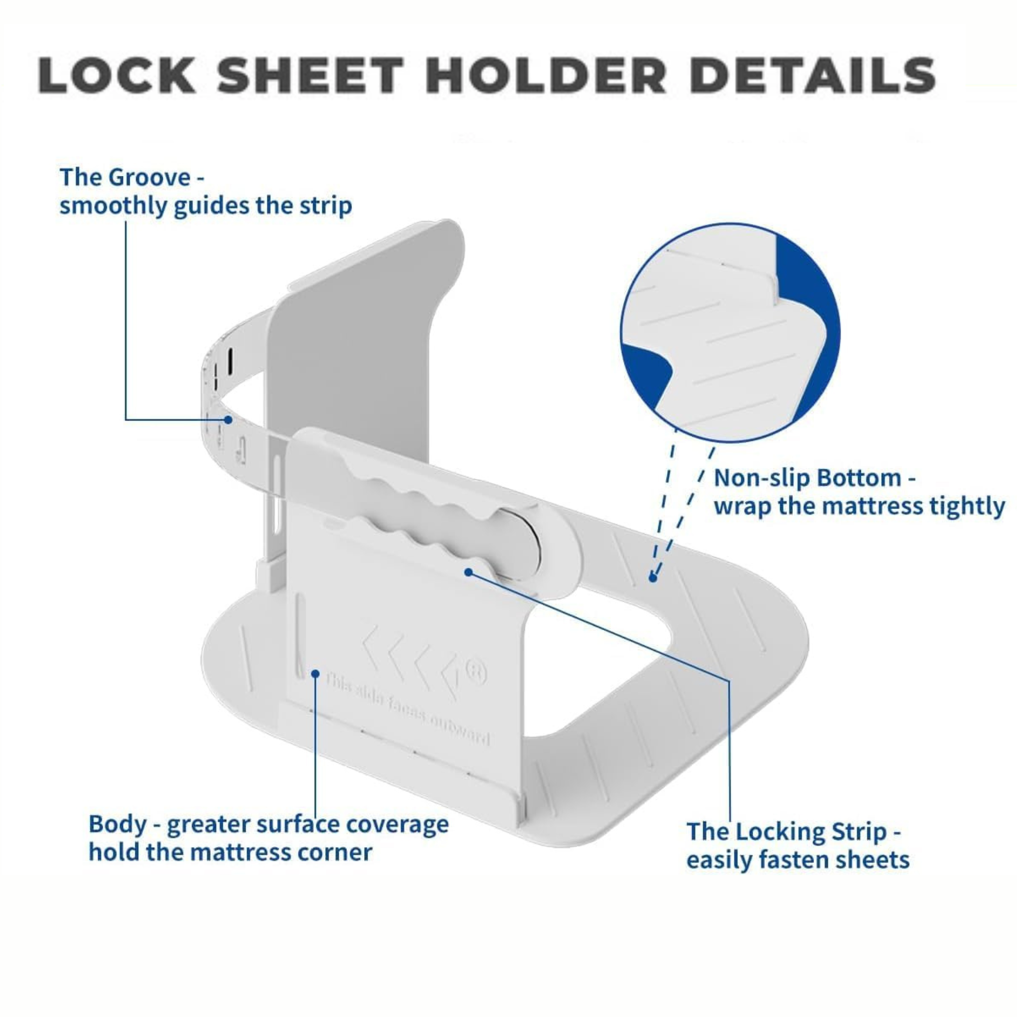 Premium Bed Sheet Holder Lock Set (4PCS) with Tucker Tool