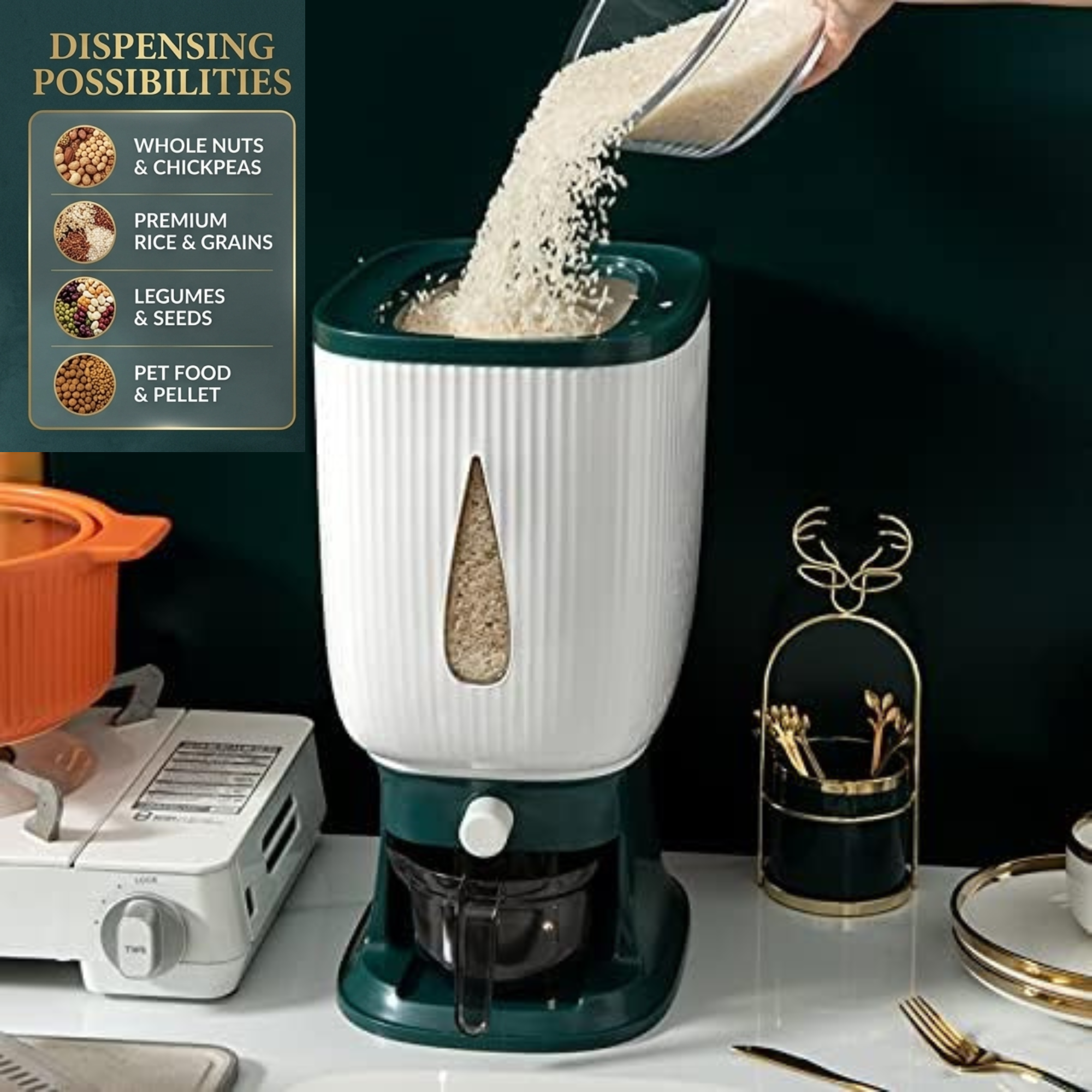 10 KG Automatic Rice & Grain Dispenser with Measuring Cup