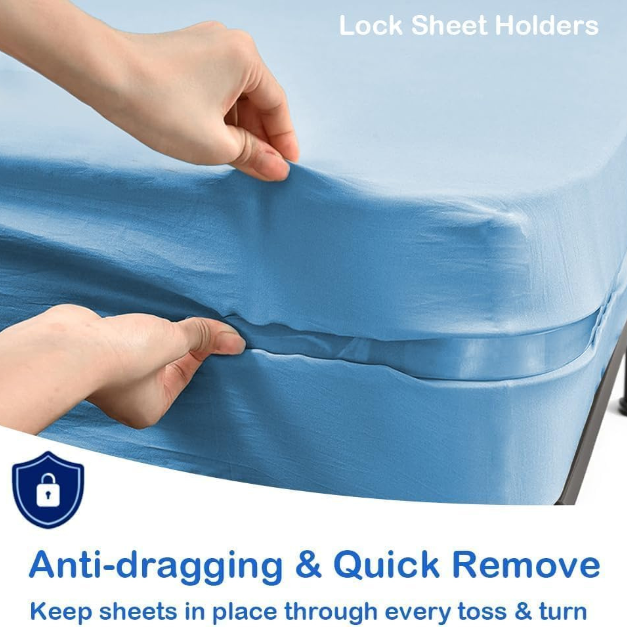 Premium Bed Sheet Holder Lock Set (4PCS) with Tucker Tool