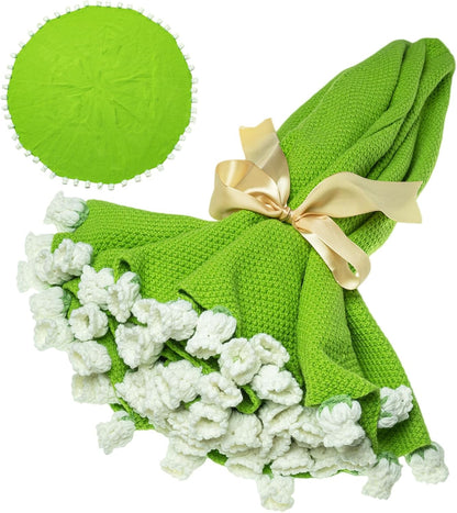 Handmade Crochet Flower Bouquet Blanket, Floral Throw and Table Cover, Multiple Designs