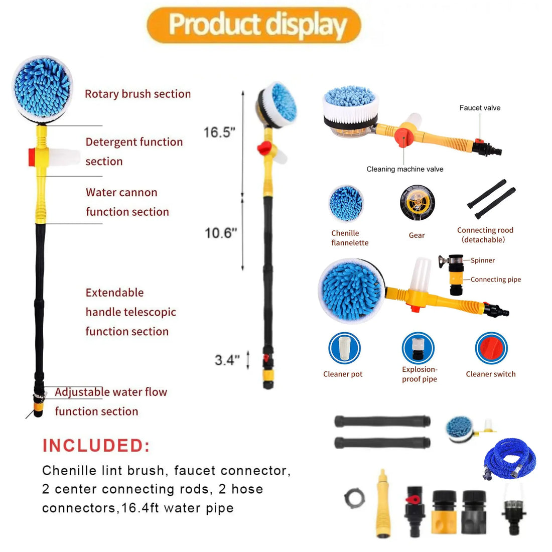 Multipurpose Automatic 360° Rotating Car Wash Brush