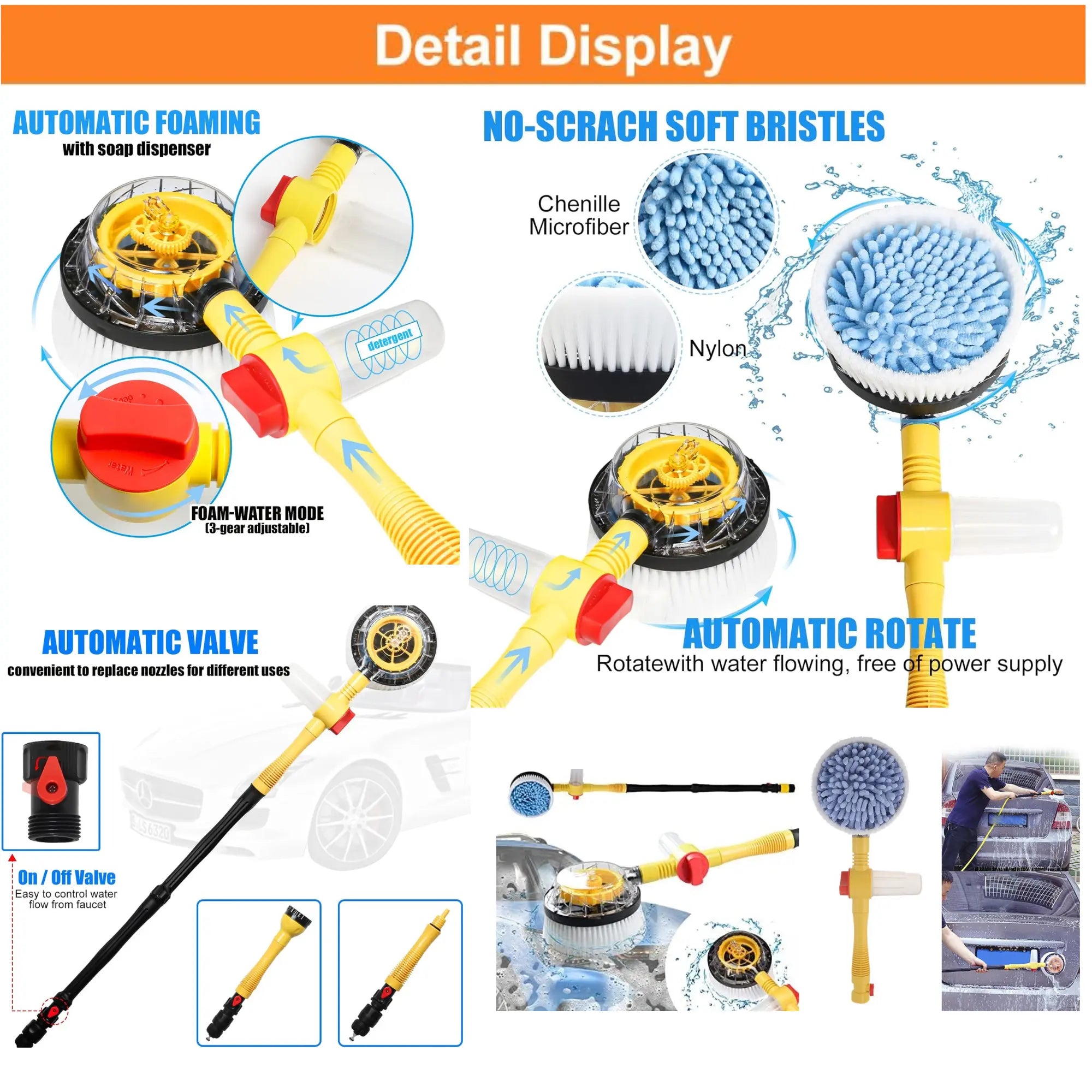 Multipurpose Automatic 360° Rotating Car Wash Brush