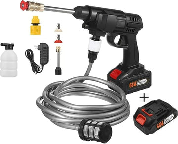 2 Batteries Rechargeable Wireless High Pressure Washer Gun for Cars, Solar, Bikes, Plants & more