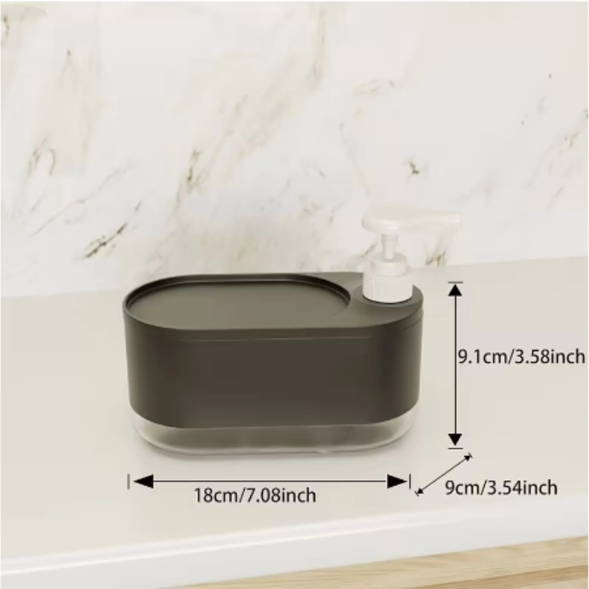 Versatile Kitchen Dishwashing Soap Dispenser with Dual Compartments Hand Wash & Sponge Tray