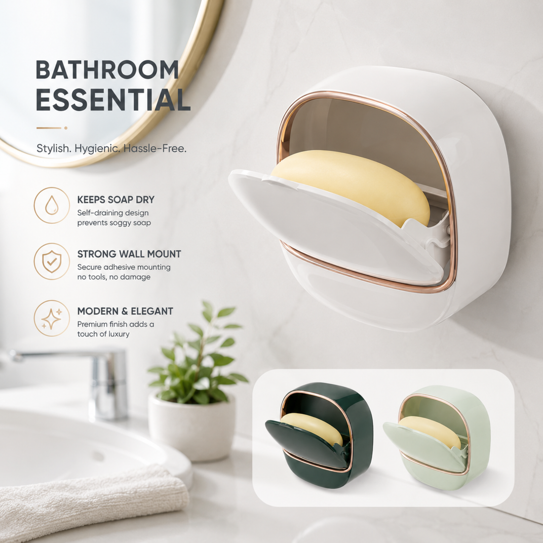 Luxury Wall Mounted Soap Holder with Flip Cover