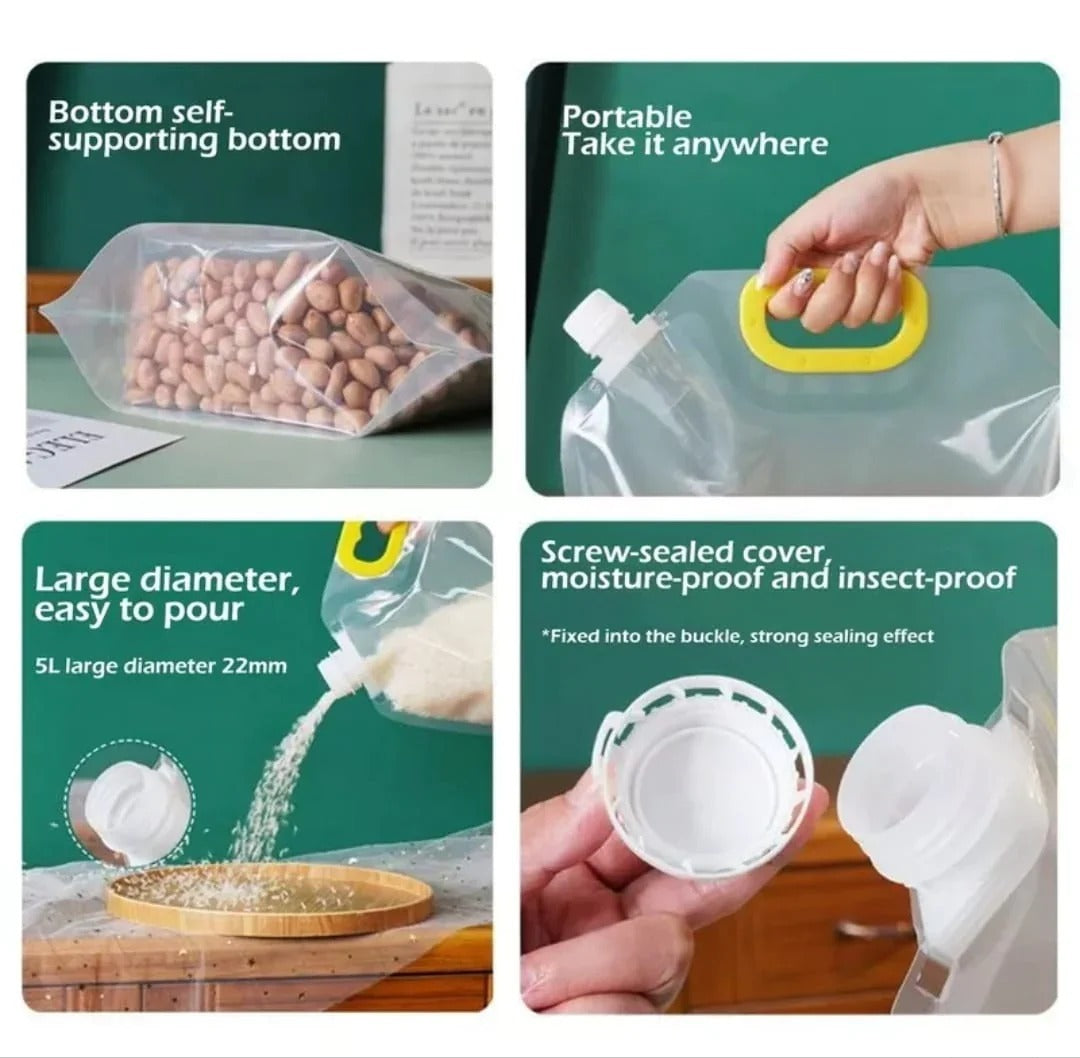 Airtight Grain Storage Bag with Screw Seal Lid