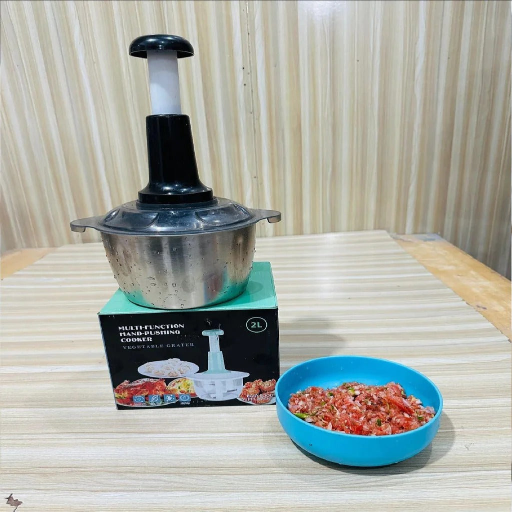 Stainless Steel Multifunctional 2L Hand Push Chopper