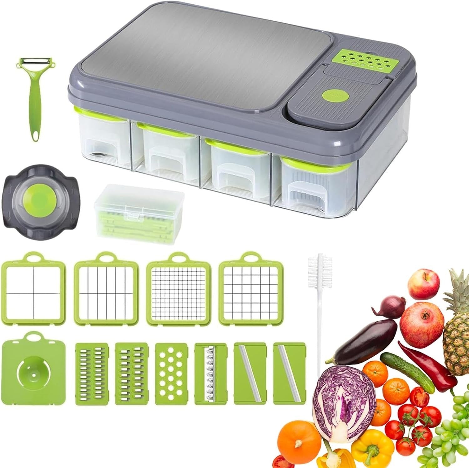 All in one Vegetable Cutter With Cutting Board And Storage Boxes (22 pcs)