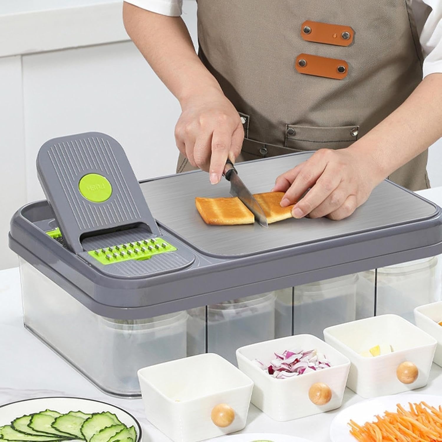 All in one Vegetable Cutter With Cutting Board And Storage Boxes (22 pcs)