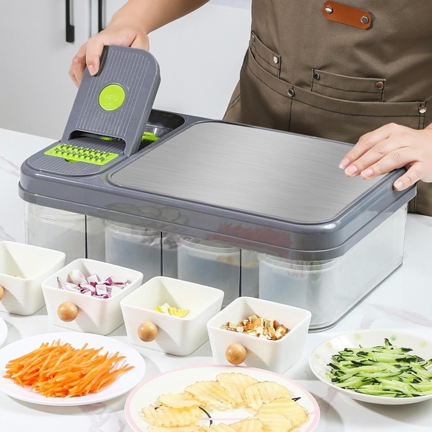 All in one Vegetable Cutter With Cutting Board And Storage Boxes (22 pcs)