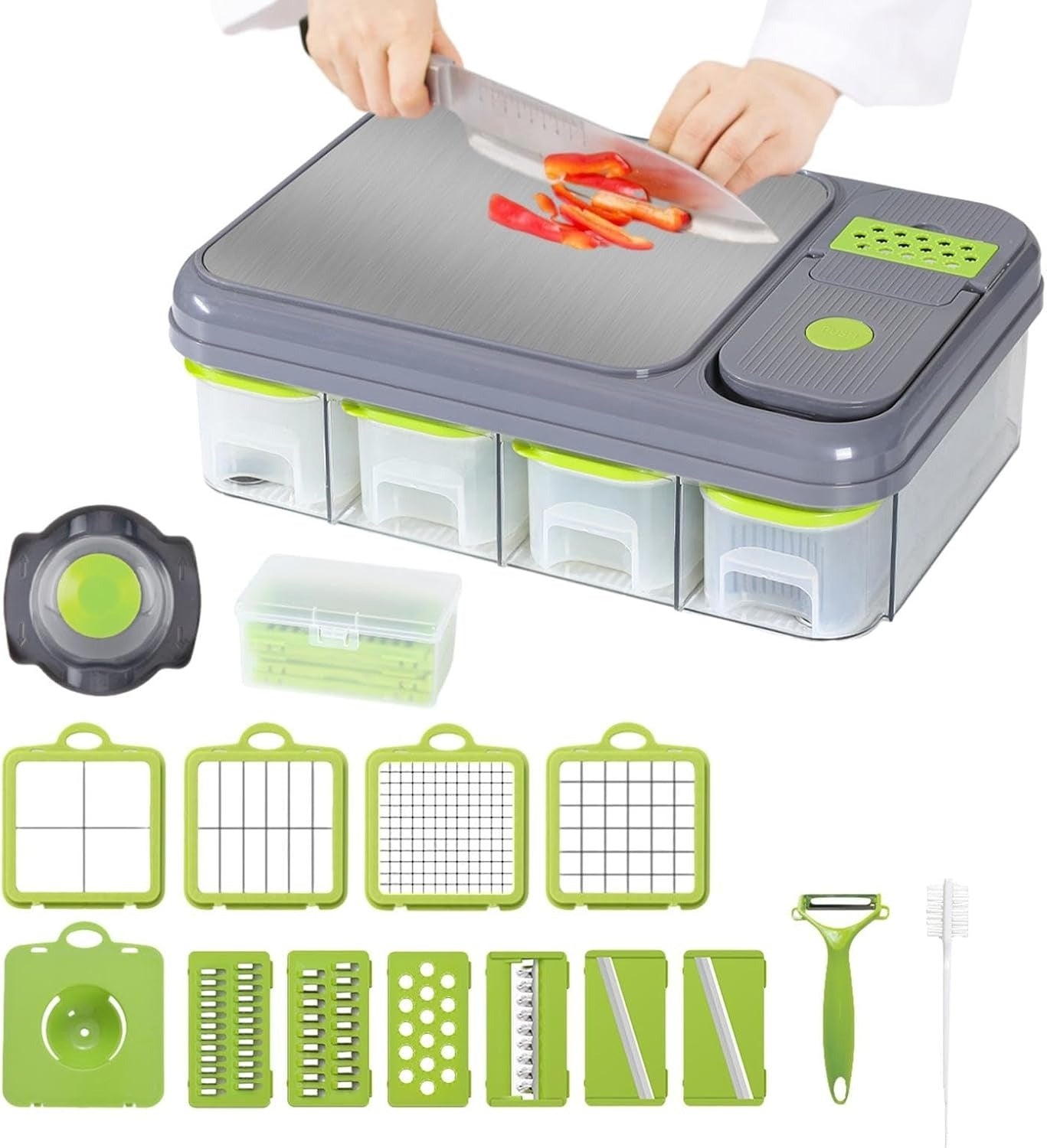 All in one Vegetable Cutter With Cutting Board And Storage Boxes (22 pcs)