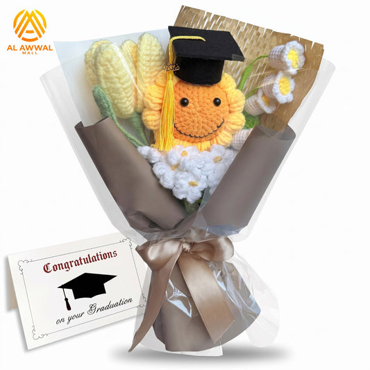 Graduation Bouquet with Sunflower, Graduation Cap & Floral Wrap