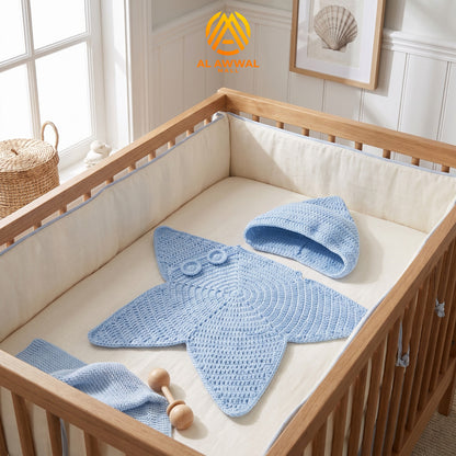 Baby Starfish Crochet Blanket with Hood – Cozy Baby Wrap