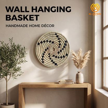 Handmade Wool and Date Palm Leaf Wall Decor Set of 5 – Natural Boho Wall Hanging
