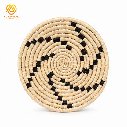 Handmade Wool and Date Palm Leaf Wall Decor Set of 5 – Natural Boho Wall Hanging