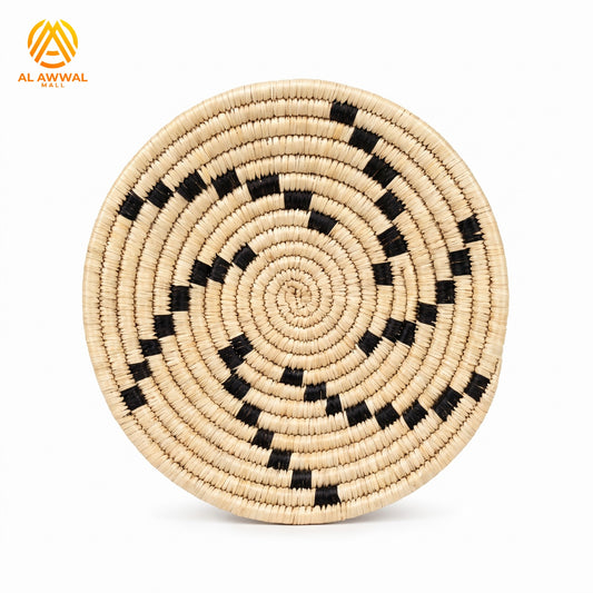 Handmade Wool and Date Palm Leaf Wall Decor Set of 5 – Natural Boho Wall Hanging