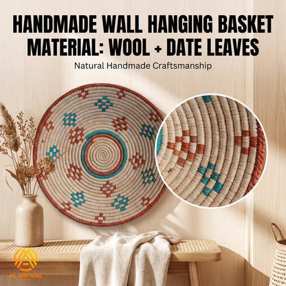 Handmade Dried Leaf Wall Hanging with Blue and Mustard Motifs – 5 Sizes Available