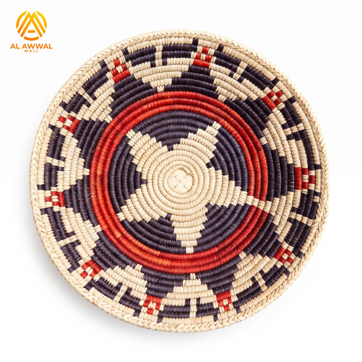 Handmade Dried Leaf Round Wall Hanging with Mustard and Black Star Design