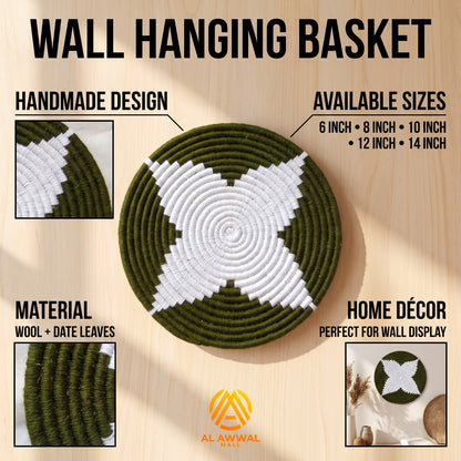 Handmade Green Wool-Covered Leaf Wall Hanging with Star Design – Multiple Designs & Sizes