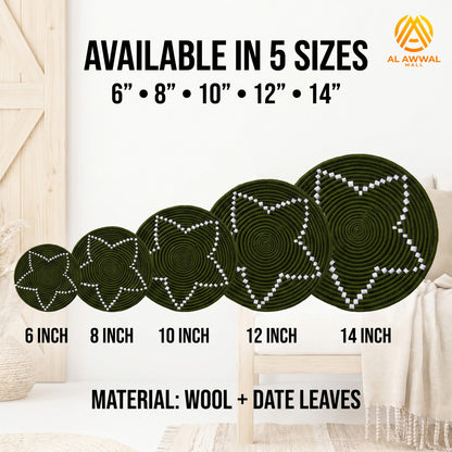Handmade Green Wool-Covered Leaf Wall Hanging with Star Design – Multiple Designs & Sizes