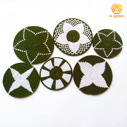 Handmade Green Wool-Covered Leaf Wall Hanging with Star Design – Multiple Designs & Sizes
