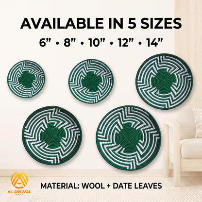 Aesthetic Green and White Wool-Covered Dried Leaf Wall Hanging