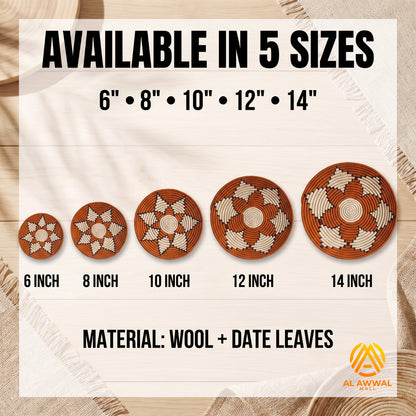 Handmade Dried Date Leaves Wall Hanging with Mustard and Cream Star Design