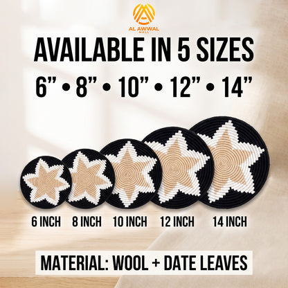 Handmade Dried Date Leaves Wall Hanging with Two-Layer Starfish Design