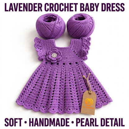 Handmade Crochet Baby Girl Dress – Cute & Elegant Purple Outfit