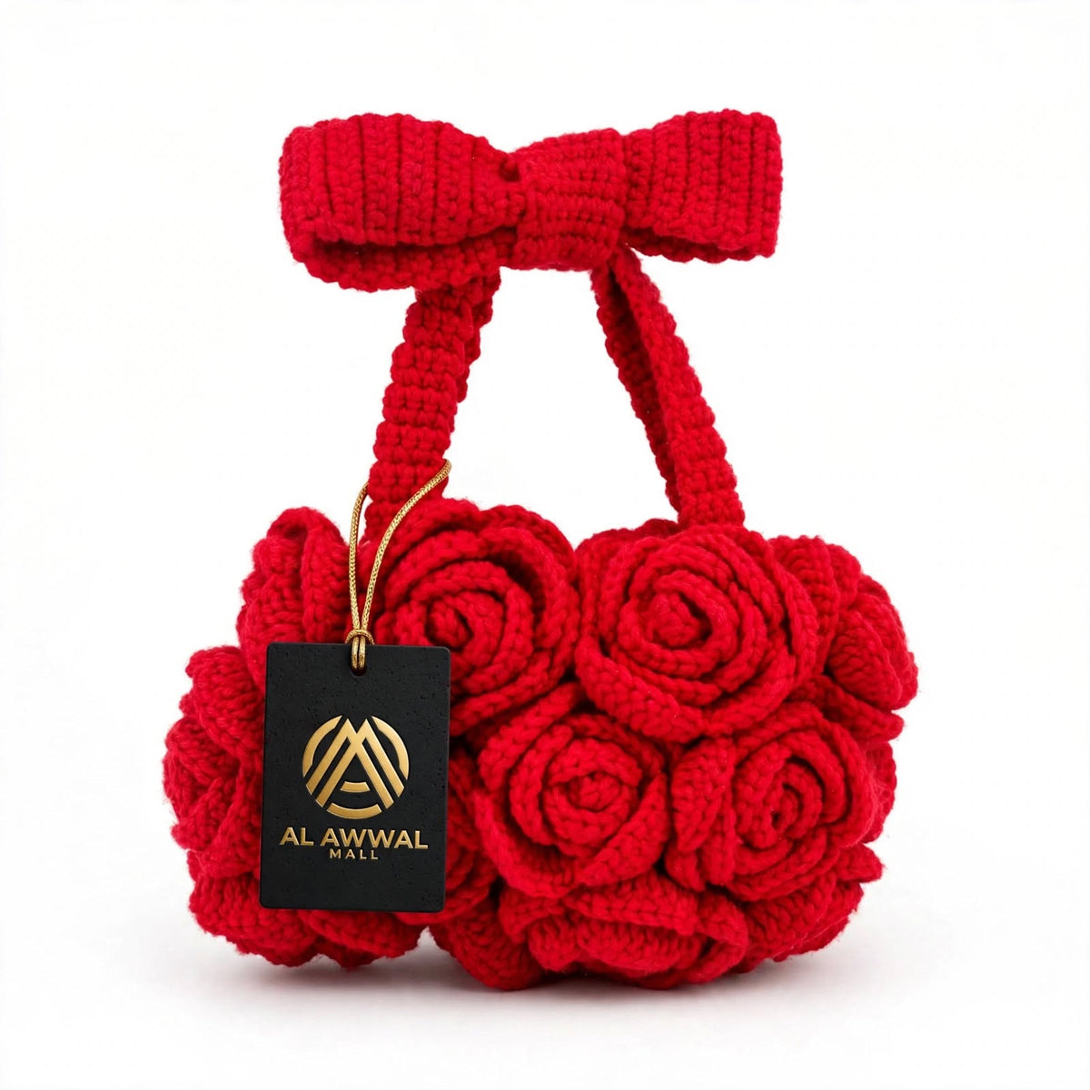 Handmade Crochet Red Rose Bag – Butterfly Bow Strap Design