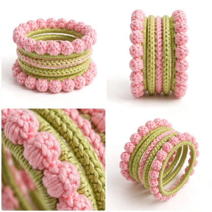Pink floral Crochet Bangles Set For Girls & Womens