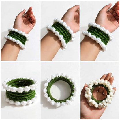 white&Green floral bangles set