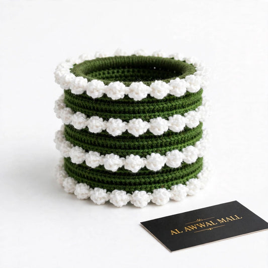 white&Green floral bangles set