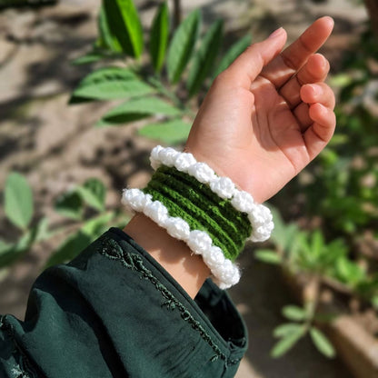 white&Green floral bangles set
