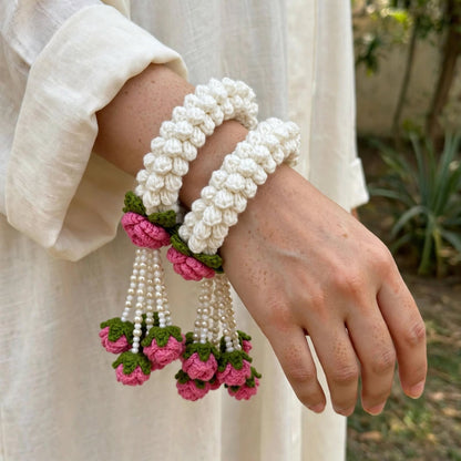 Handmade Crochet Floral Gajra - Elegant Nikkah Bridal wear