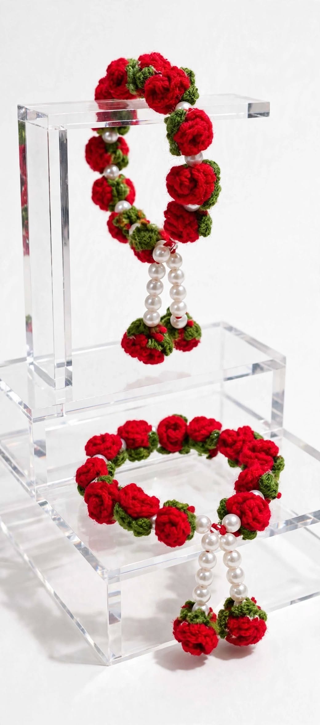 Handmade Crochet Rose Bud Bracelet