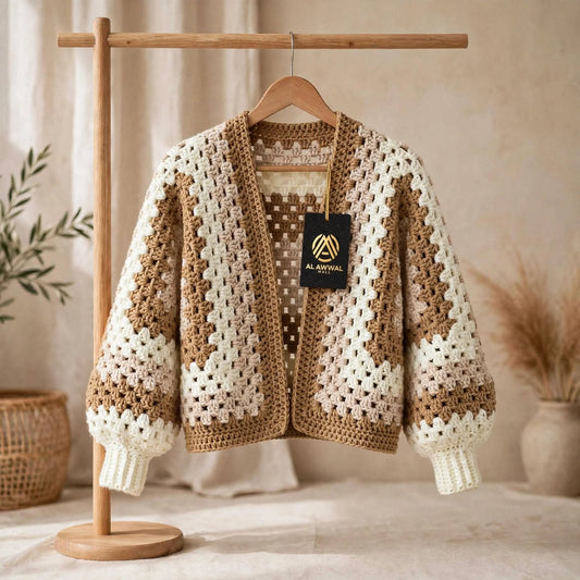 Handmade Crochet Oversized Cardigan – Cozy Sweater for Women & Girls