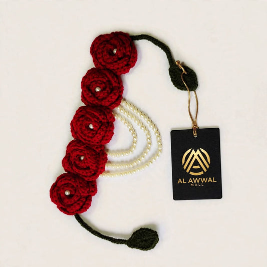 Handmade Crochet Rose Hair Band & Bun Wrap For Girls