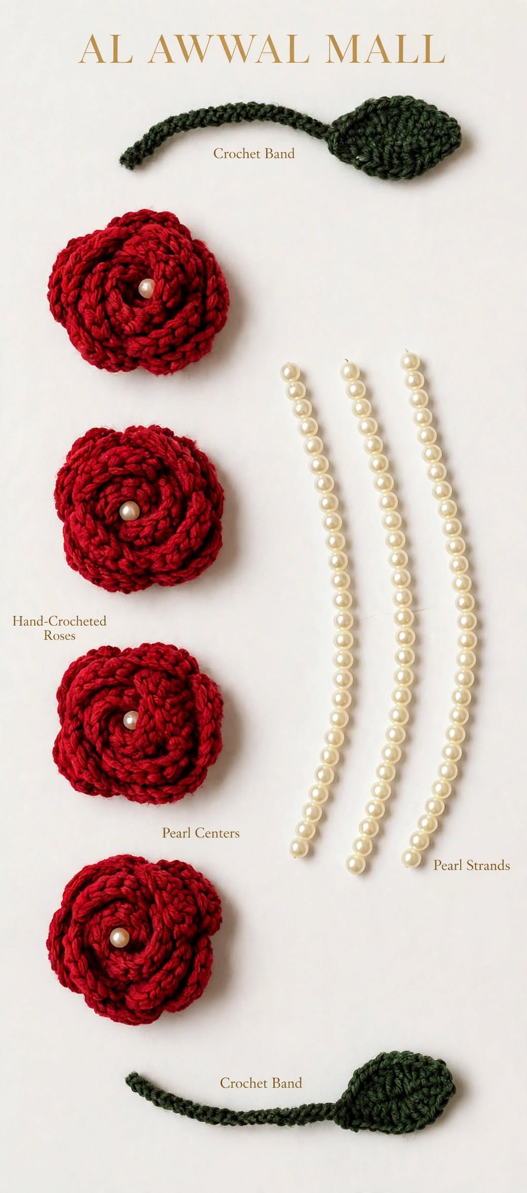 Handmade Crochet Rose Hair Band & Bun Wrap For Girls