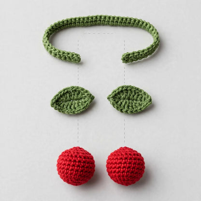 Handmade Crochet Green Curtain Ring – Leaf Butterfly Design with Red Ball Hangings