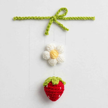 Handmade Crochet Curtain Tieback – Green Butterfly, White Flower & Strawberry Design