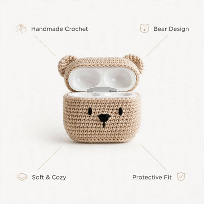 Teddy Bear shape crochet earbuds/AirPods case..