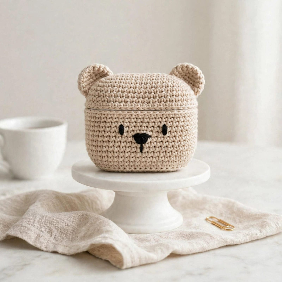 Teddy Bear shape crochet earbuds/AirPods case..