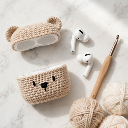 Teddy Bear shape crochet earbuds/AirPods case..